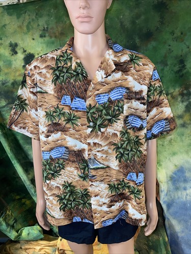 Vintage 1970s 80s Aikane Casuals polyester hawaiian shirt XL