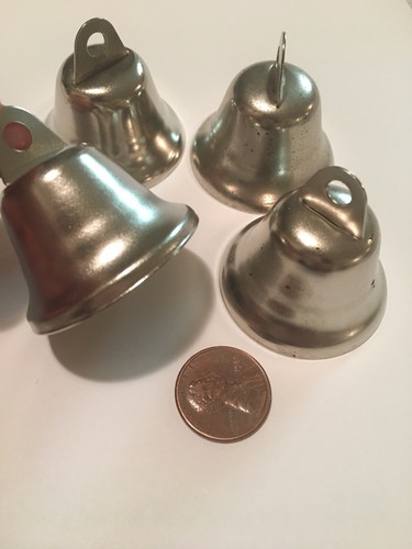 4x Lead Free Christmas Shining Liberty Bells Pendants Charms Silver Color Metal