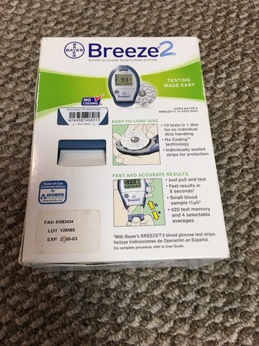 Bayer Breeze 2 Blood Glucose Monitoring System 1440D exp 3/20 Sealed/New