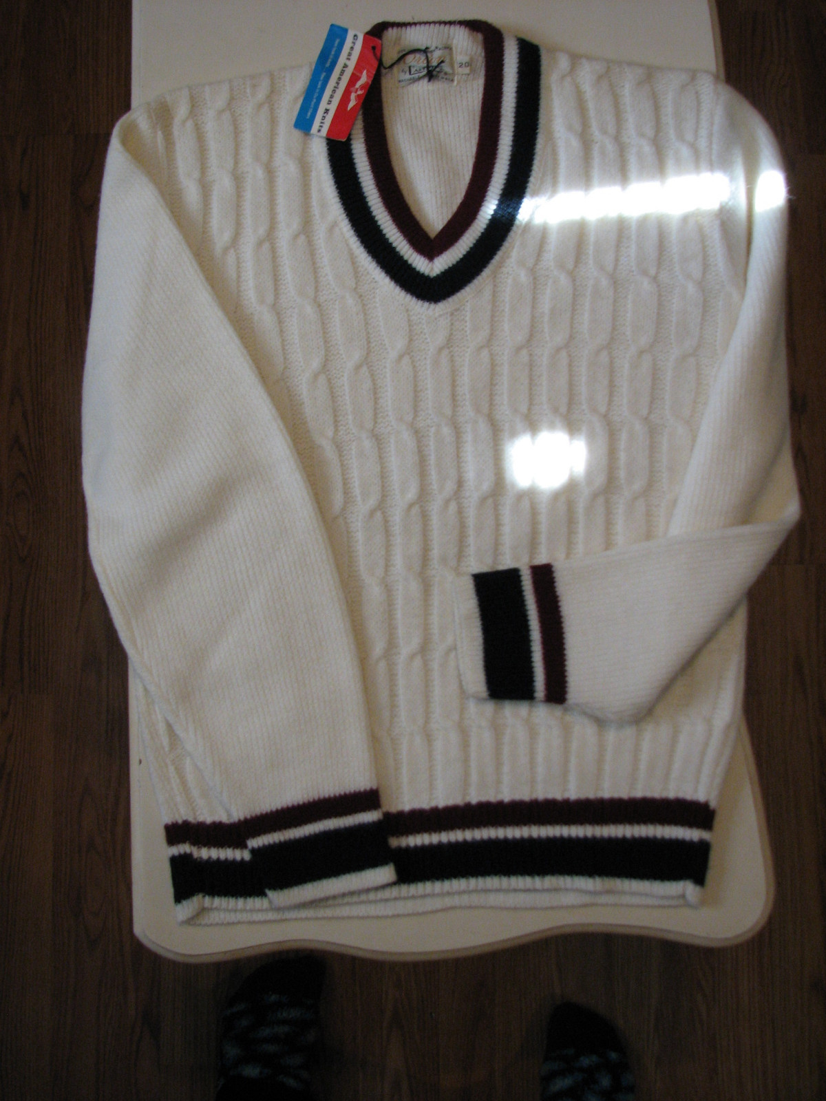 Orlon by CAMPUS Vintage 50's/60's Cable Knit V-Neck Sweater NEW W/ TAGS