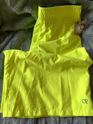 OP Ocean Pacific UPF 50+  Neon Yellow Boys Swim Trunks XXL/ 2XG NWT!