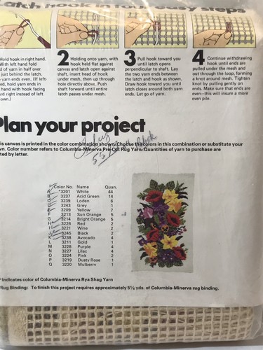 Vintage Floral Latch Hood Rug Kit No Yarn 37