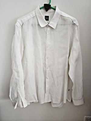 Hugo boss outlet white linen shirt