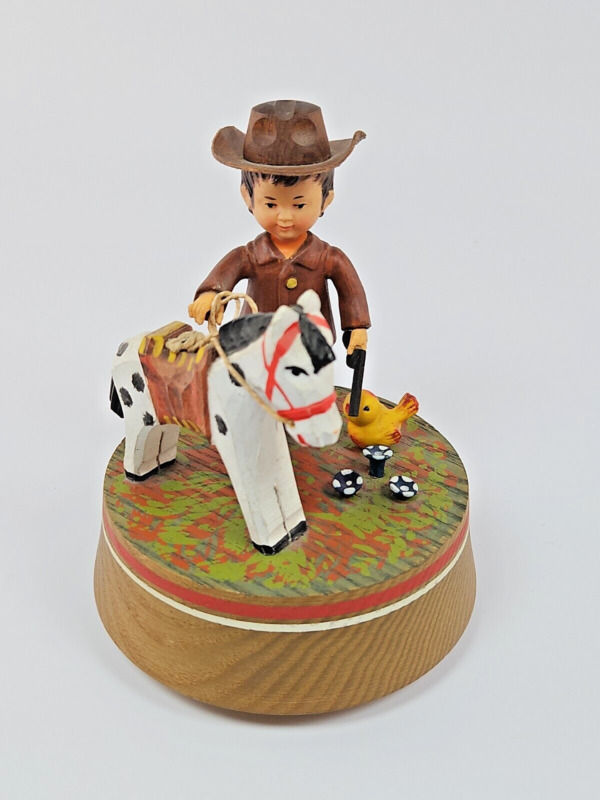 Anri Reuge Music Box Cowboy And His Horse It'S A Small World Western Works 