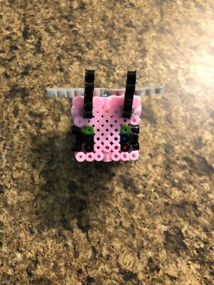 pink and blue minecraft bee perler bead pixel art 3d glow in uv light