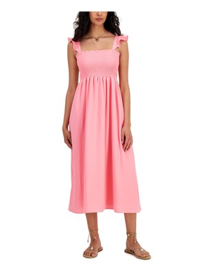

INC DRESSES Женская юбка с коралловой подкладкой без рукавов Midi Fit + Flare Dress, Коралл
