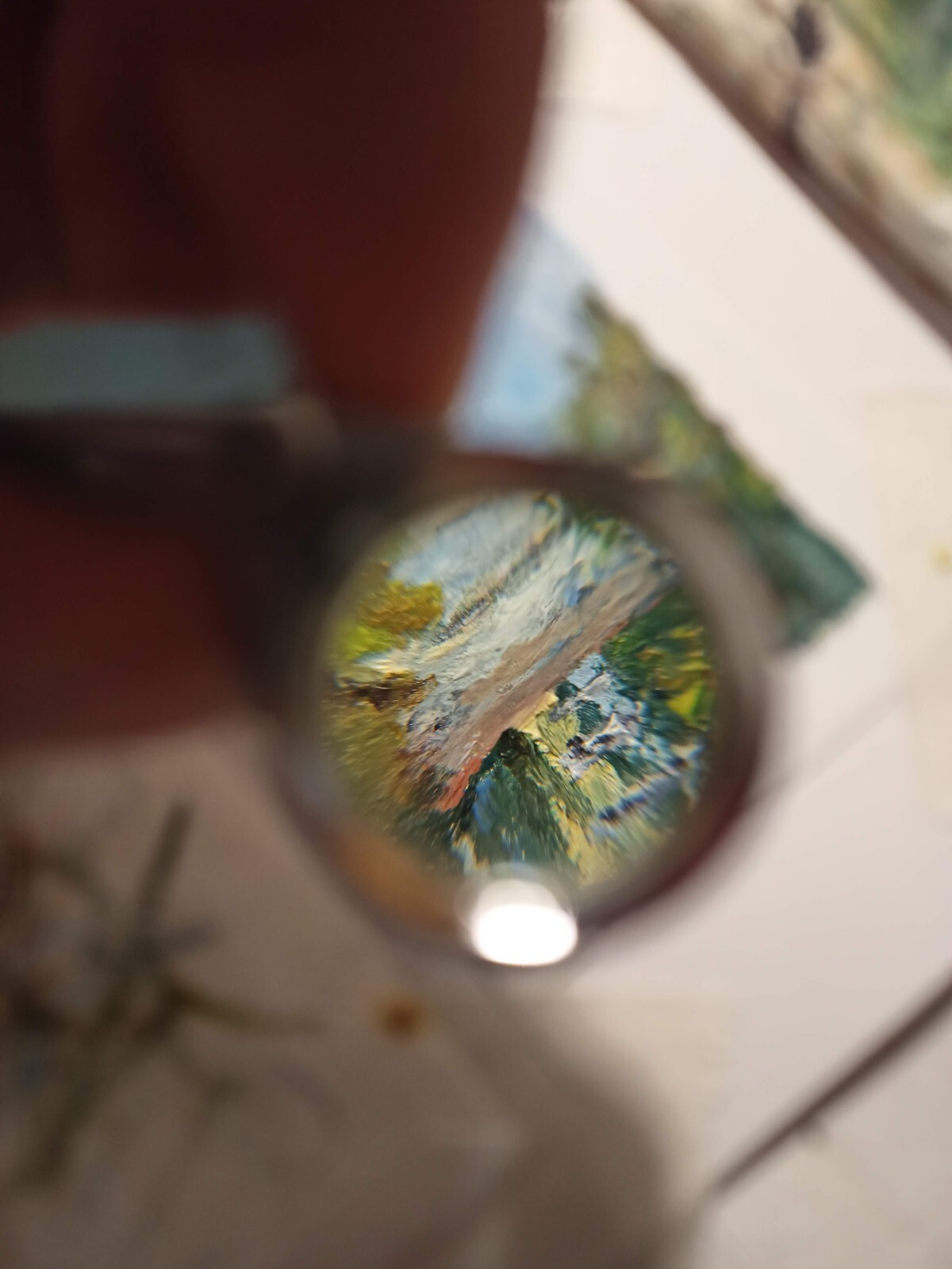 Original oil painting 4.3 x 6 cm. Van Gogh "House in a Wheat Field" Landscape.