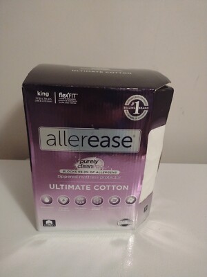 Allerease Ultimate Cotton Allergy Relief Zipper Mattress Protector King Flexfit