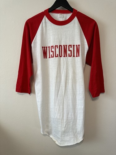史上最も激安 Vintage White Red XL Size Raglan Badgers Wisconsin 80s トップス