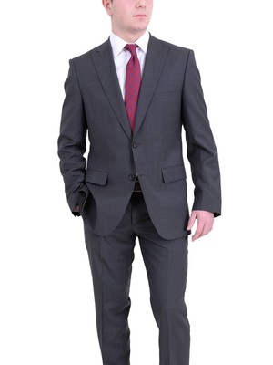 

Hugo Boss The Fordham/серый шерстяной костюм в мини-клетку с остроконечными лацканами