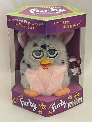 98 Pink & Grey Black Spots Furby Factory Sealed Tiger Electronics Grey Gray Eyes