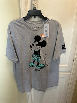 Disney x Neff Mickey Mouse T Shirt Mens XL Gray Graphic Short Sleeve