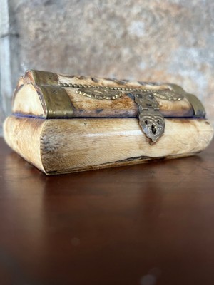 Vintage Camel Bone and Brass trinket or jewelry Box Made In India