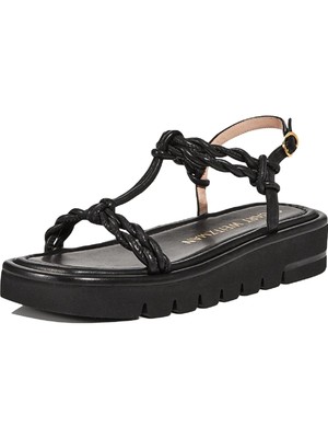 

STUART WEITZMAN Женские черные сандалии Calypso на танкетке 1/2 дюйма с ремешком на пятке 8,5 B на платформе, Черный, S4562