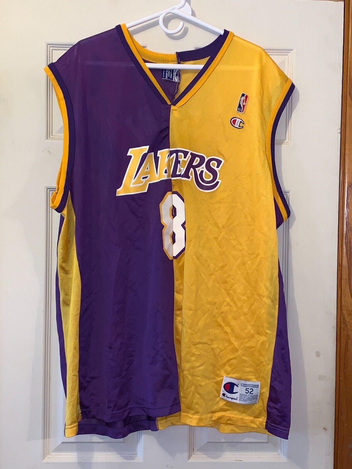 RARE CHAMPION LOS ANGELES LAKERS KOBE BRYANT SPLIT JERSEY RARE CHAMPION LOS ANGELES LAKERS KOBE BRYANT SPLIT JERSEY