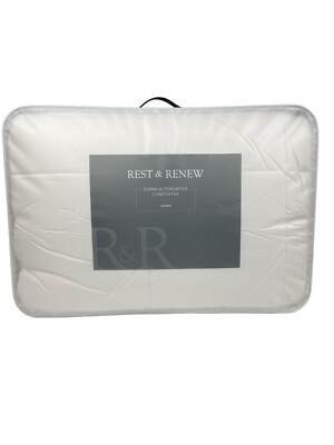 Queen Comforter Rest & Renew Down Alternative 91 x95.5  100 % Cotton Shell White