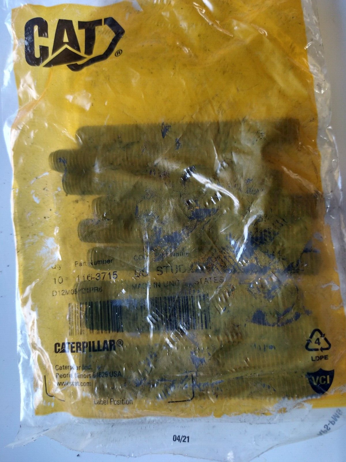 SET OF 10 CAT OEM 116-3715 Stud | eBay