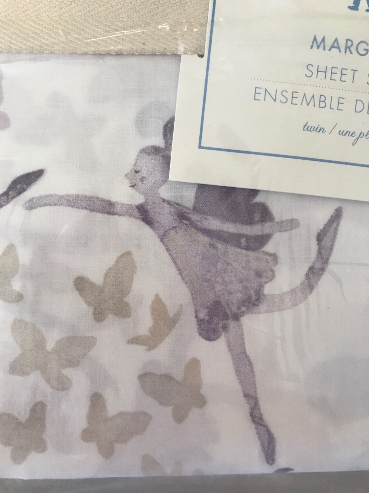 Pottery Barn Kids NEW NIP Fairy Sheet Set Twin Purple Butterflies Dancing Girl