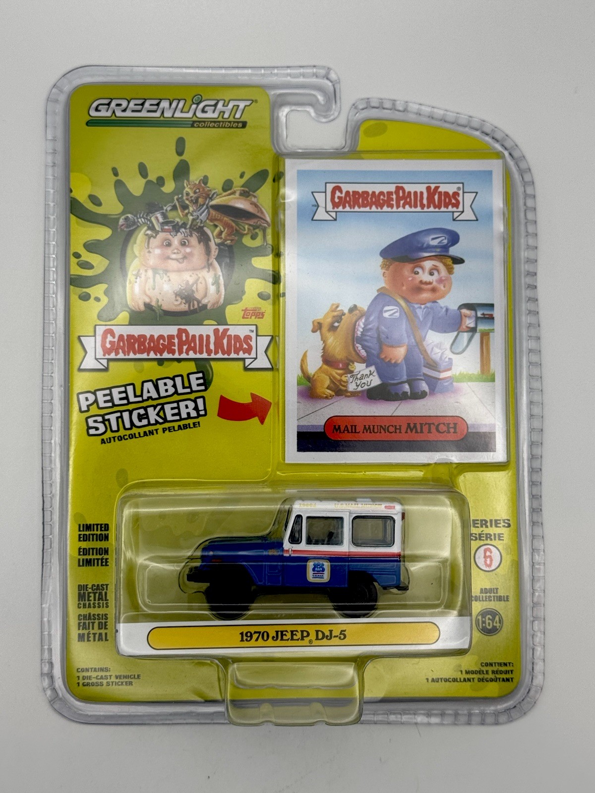 GREENLIGHT 1970 Jeep DJ-5 Mail Munch Mitch 1:64 Diecast Garbage Pail Kids