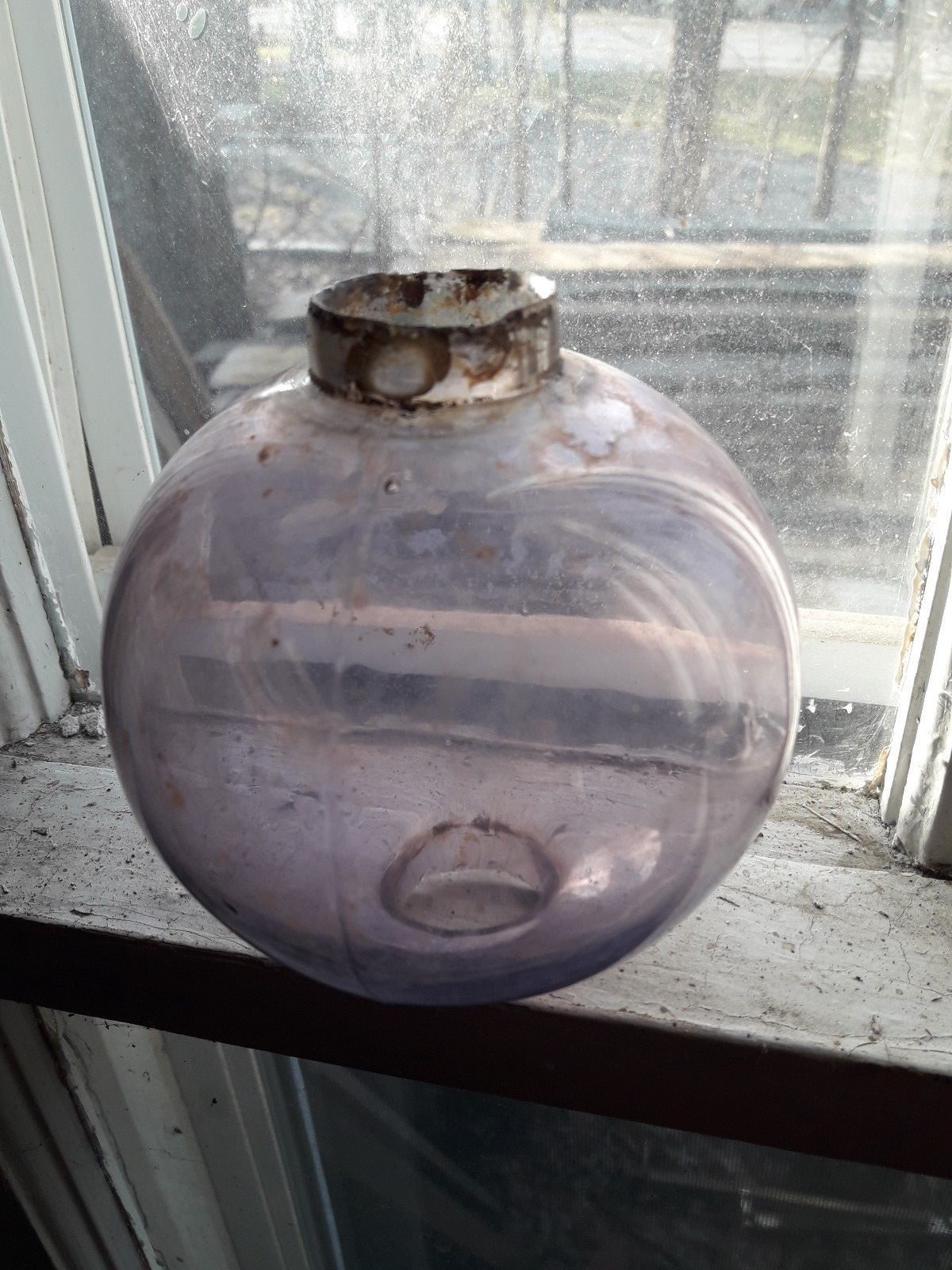 Antique Lightning Rod Ball Purple Amethyst Glass rarer small size