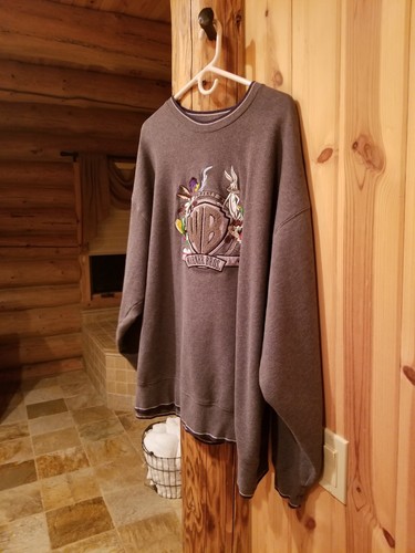 Pre-0wned XL Warner Bros. Sweatshirt in Grey. It's big, comfy and warm! Fun!