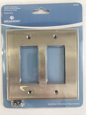 Brainerd Satin Nickel Simple Step Double Decorator Wall Plate Cover 787400