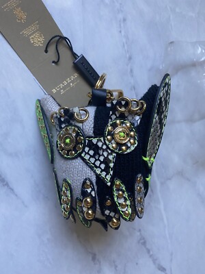 NWT Auth $395 Burberry Mavis The Owl Studded Wool Key Charm Bag Charm Stone