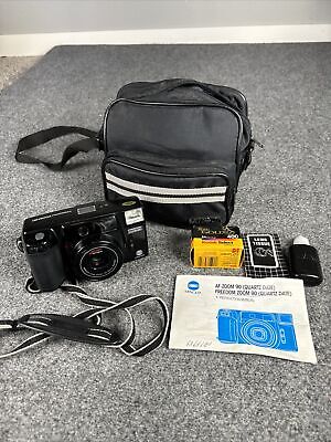 Minolta Freedom Action Zoom 90 35mm Film Point & Shoot Camera With Accessories