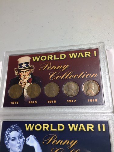 World War I & World War II Penny Collection 10 Coins in Acrylic Gift Holders