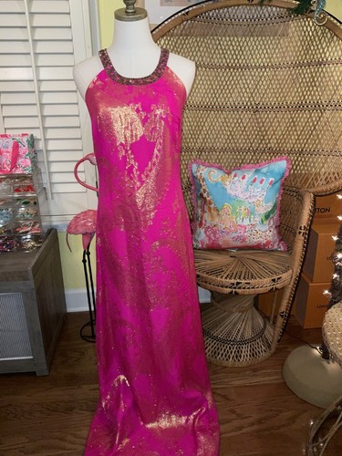 Pre-owned Lilly Pulitzer Franconia Maxi Dress Magenta Paisley Chiffon ? Size 2 ? In Purple