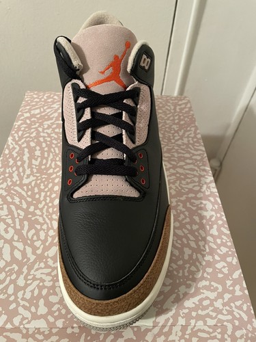 Pre-owned Jordan Brand Size 13  3 Retro Black Rush Orange Fossil Stone Basketball Shoes