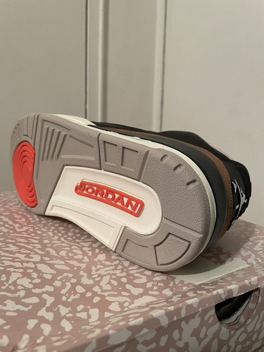 Pre-owned Jordan Brand Size 13  3 Retro Black Rush Orange Fossil Stone Basketball Shoes