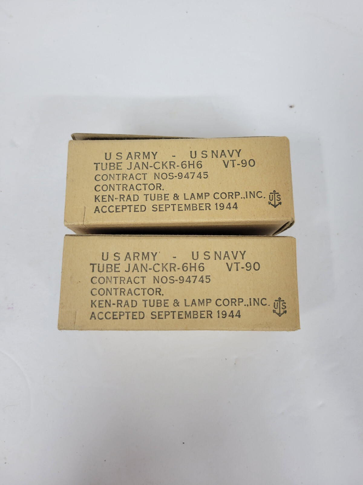 NOS 2x KEN-RAD JAN-CKR 6H6 / VT-90 Radio/Amplifier/TV Vacuum