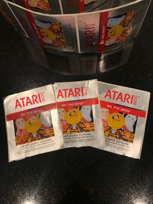 Ms PACMAN PAC MAN Sticker Vintage Printed 1982 for Atari 2600 Cartridge Unique