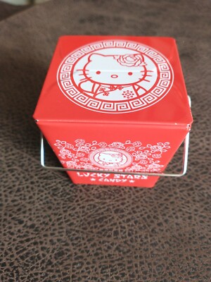 Hello Kitty Tin Chinese Takeout Container, Collectible Candy Box 2''x2'' Red R13