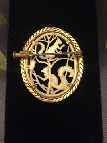 Vintage ART DECO signed DEPOSE FRANCE celluloid brooch pin  Squirrels
