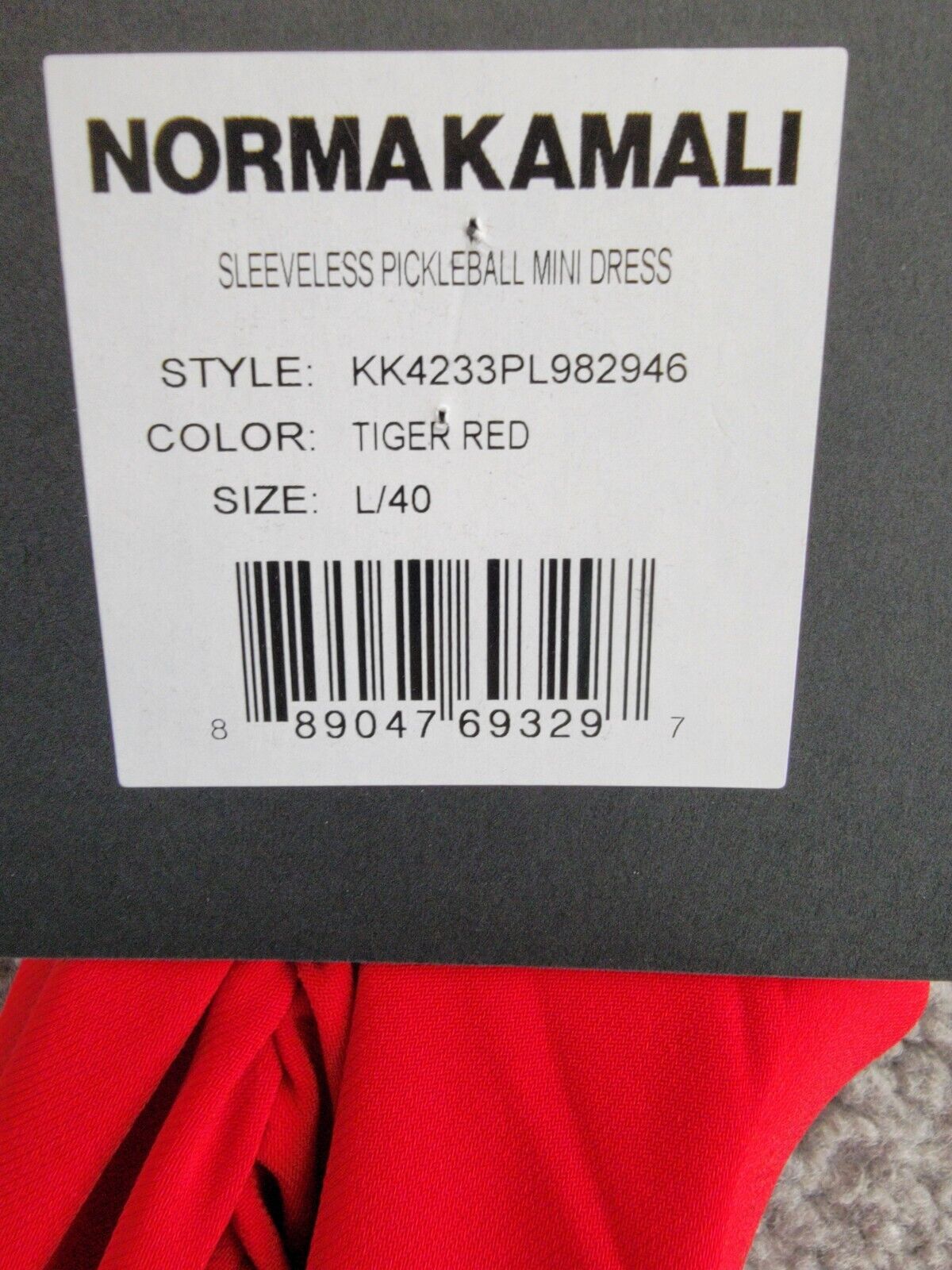 Norma Kamali Ruched Mini Dress Women's L/40 Tiger Red Round Neck Sleeveless - Picture 15 of 15
