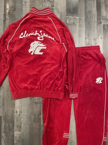 Vintage 90s Clench Jeans Red Track Suit Jacket & Pants 2pc Set Size XL | eBay Vintage 90s Clench Jeans Red Track Suit Jacket & Pants 2pc Set Size XL | eBay