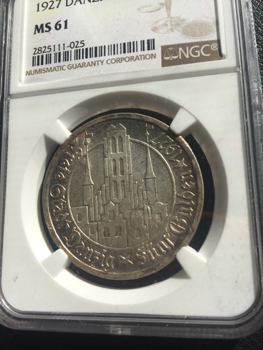 Danzig 1927 5 Gulden NGC MS 61 Silver Coin Poland Germany Uncirculated
