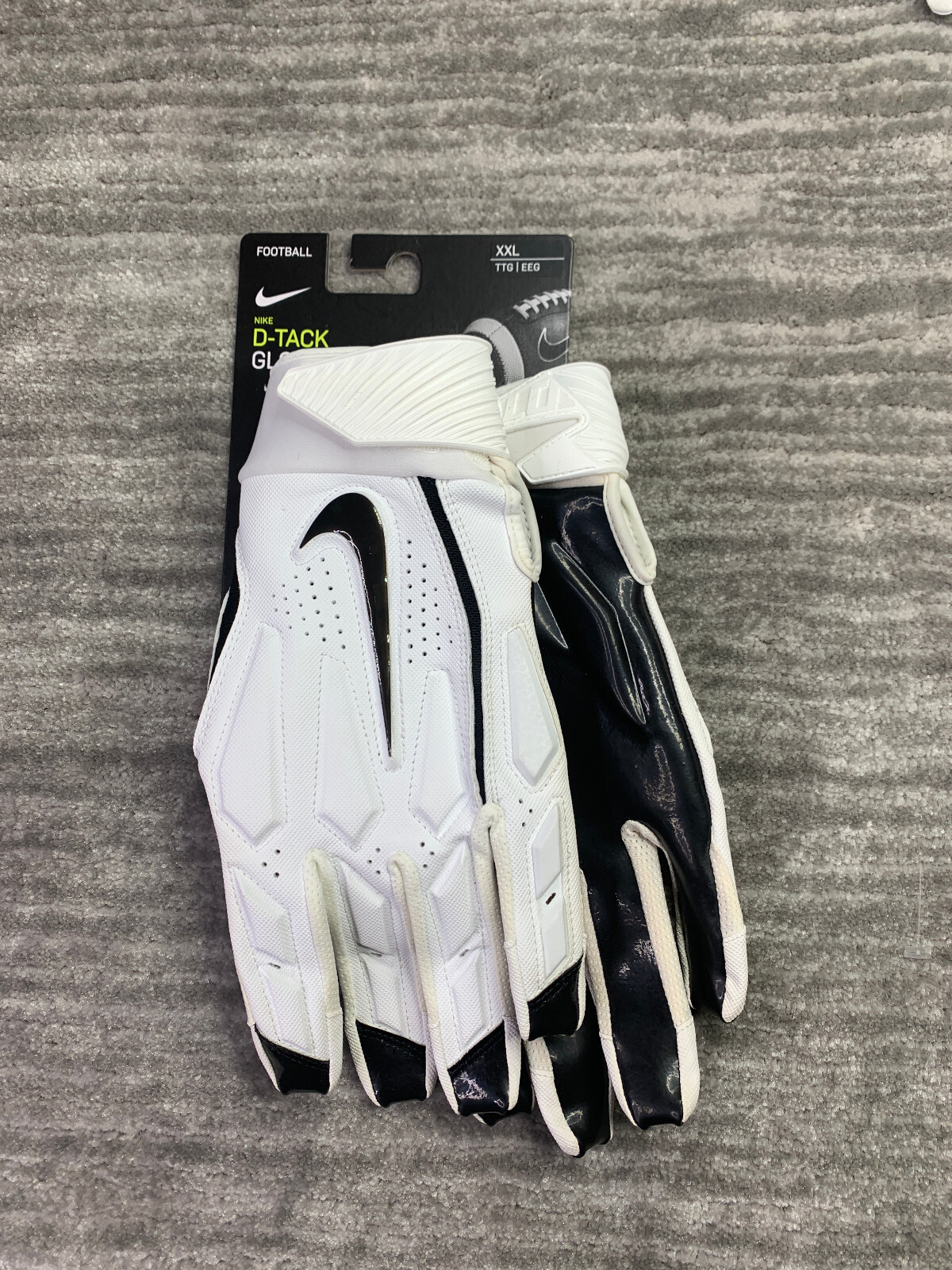 Nike D-Tack 6.0 Football Gloves White Black Men Size 3XL