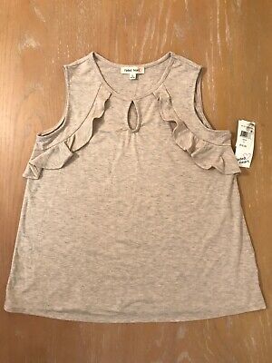 New! Girls Faded Heart Top Sleeveless Beige Size Large (14)