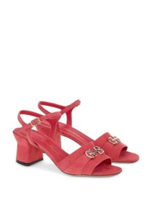 SALVATORE FERRAGAMO/ женские розовые босоножки Ondina с открытым носком и расклешенной спинкой на ремешке 6,5