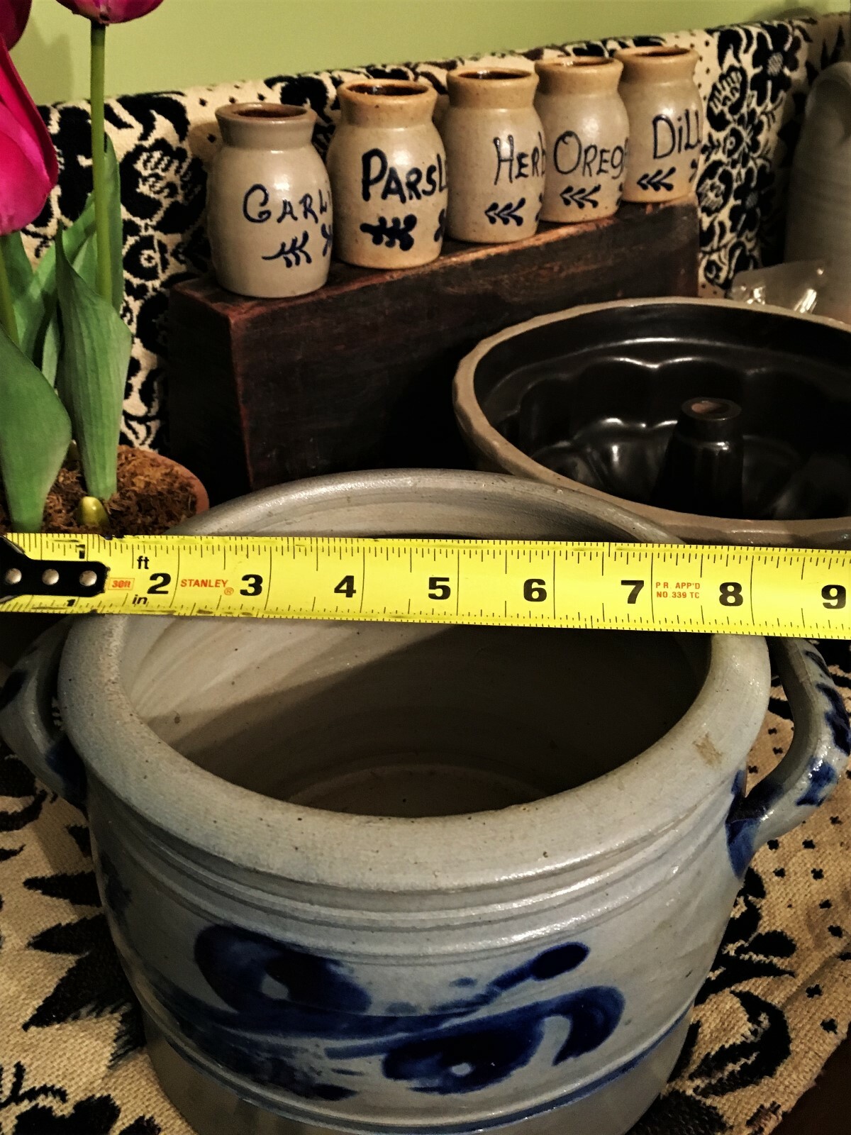 Westerwald Cobalt Crock with lug handles