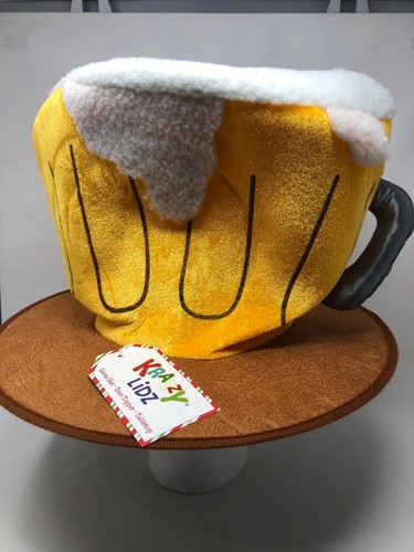New Krazy Lidz Beer Mug St Patricks Day Mardi Gras Big Foam Hat