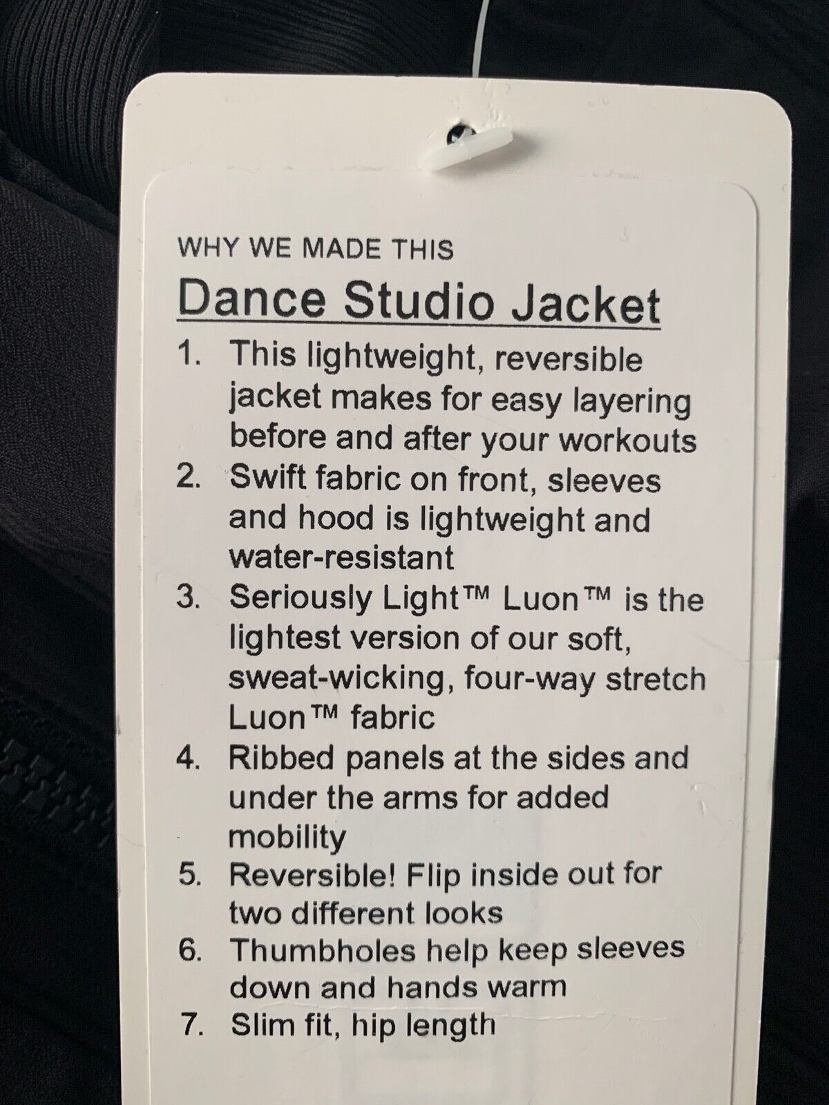 Lululemon Dance Studio Jacket III REVERSIBLE Black Heathered Lululemon Dance Studio Jacket III REVERSIBLE Black Heathered