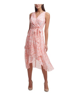 

TOMMY HILFIGER Женское коралловое платье без рукавов для работы с искусственным запахом, Коралл