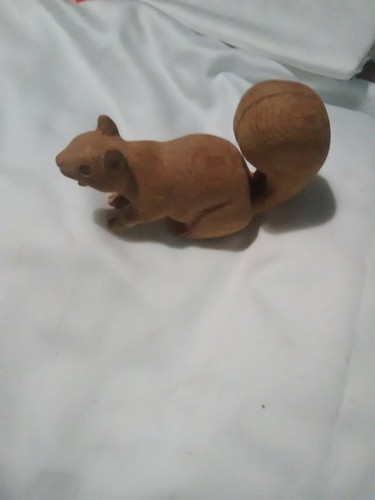 hand carved wooden squirrel folk art