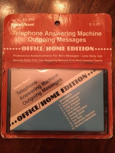 (1) Radio Shack Telephone Answering Machine Outgoing Messages Cassette NOS