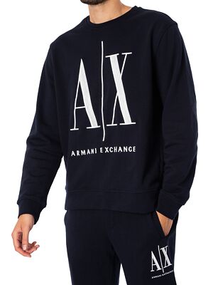 

Мужской трикотажный свитшот с рисунком Armani Exchange, синий