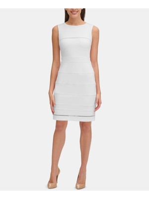 

TOMMY HILFIGER Женское платье-футляр цвета слоновой кости без рукавов с юбкой-футляром, Цвет слоновой кости